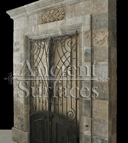 Antique reclaimed and restored limestone entryway Empire style circa 19th century