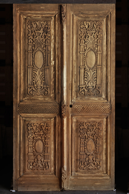 Ancient hand carved wooden door circa 16th century