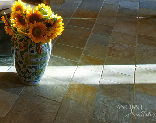 Antique Limestone Floors the Arcane Selection French Limestone in a Living Room in Orange County California