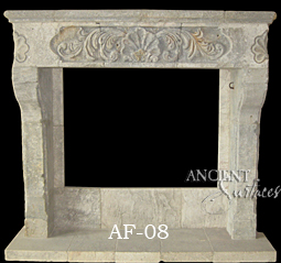 A special antique salvaged and restord stone fireplace surrond with hearth