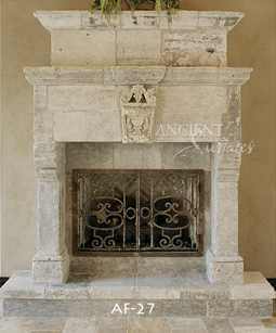 a 15th century antique stone surround with overmantle