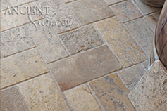 Antique reclaimed 'Arcane Stone' pavers salvaged from 17th centuries period homes from across the south of France and the Mediterranean European south