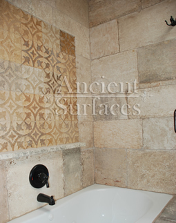 Kronos Limestone used in a bathroom and shower floors and walls