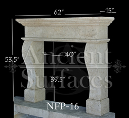 a contemporary simple hand carved stone fireplace surround