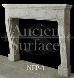 A simple Bolection fireplace hand carved out of French limestone with tapered legs