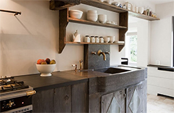 Antique reclaimed farmhouse trough sink hand carved back in the 16th century refurbished to accomodate any modern setting and application from a powder room to a kitchen vegetable sink