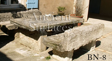 Antique Italian carved stone benches from Tuscany, Italy