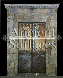 Antique reclaimed and restored limestone entryway Empire style