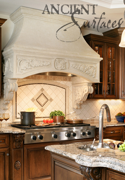 Antique Limestone Kitchen Range Hood