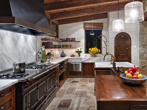 Antique Limestone Floors the Biblical Stone Selection in a Custom Laguna Beach Kitchen