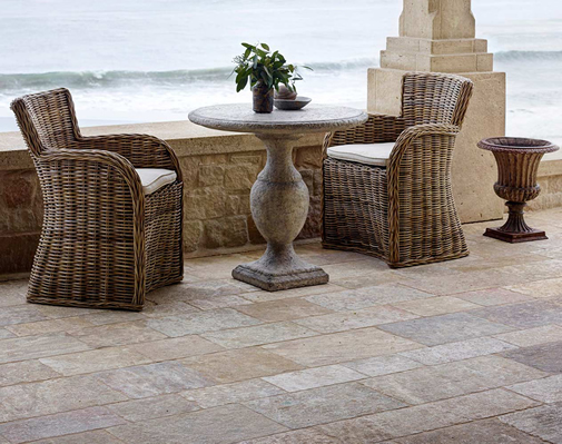 Antique Limestone Floors the Kronos Selection in an Ocean Front Custom Home in Dana Point California