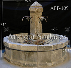 Antique courtyard stone water fountain