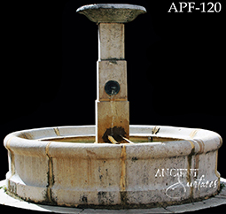 Antique courtyard stone water fountain