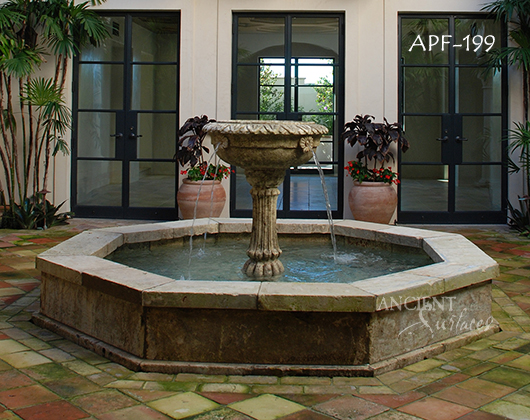 Antique Backyard Limestone Pool Fountain