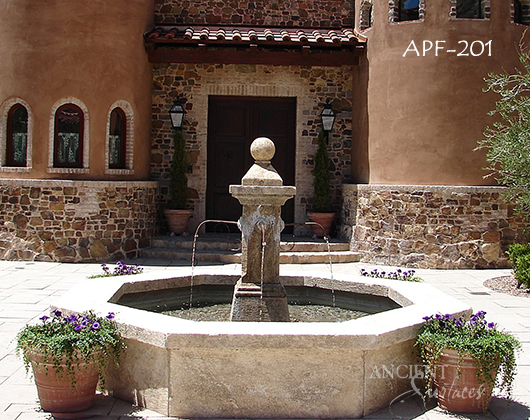 Antique Backyard Limestone Pool Fountain