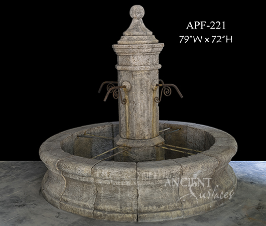 Antique Backyard Limestone Pool Fountain