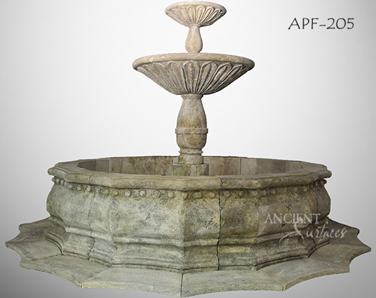 Antique Backyard Limestone Pool Fountain