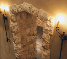 Umbrian Limestone cladding on a cellar entrence