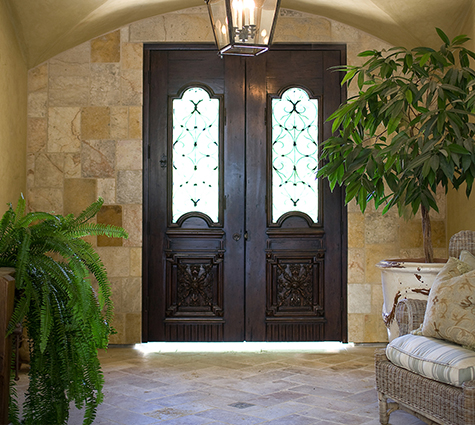Antique Biblos Stone Flooring Pavers on a stair landing in the backyard of a Beverly hills home