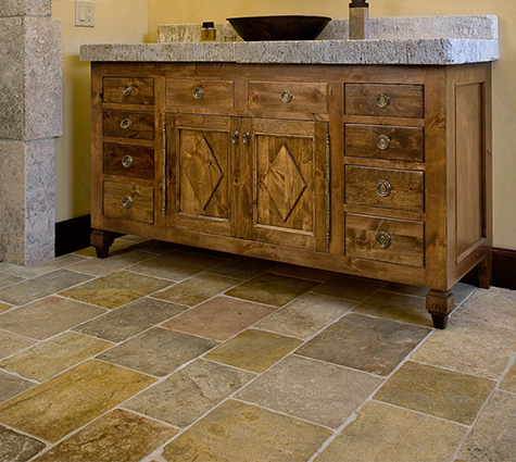 Antique reclaimed Biblos Stone is similar to the Biblical and is being featured in an outdoor loggia of a Provence style home in Brentwood CA