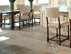 Antique Biblos Stone also called Biblical Stone installed in a running bond on the veranda of a $14 million home in Malibu, CA