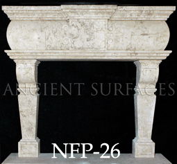 A unique French fireplace design hand carved out of limestone in an art nouveau style