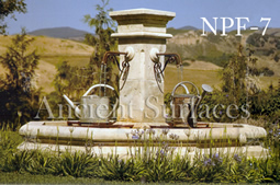 Hand carved octagonal limestone pool fountain