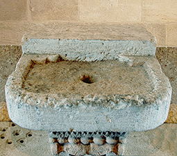 Antique reclaimed farmhouse trough sink hand carved back in the 16th century refurbished to accomodate any modern setting and application from a powder room to a BBQ preparation sink.